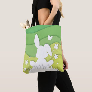 Tecknad 3d naturbunny, vår helgdag tygkasse