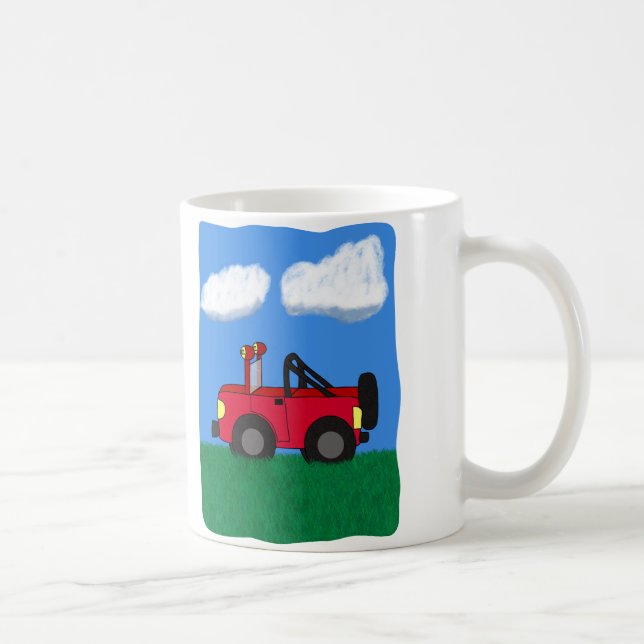Tecknad 4 Wheel Drive Sport Utility Fordon Kaffemugg (Höger)