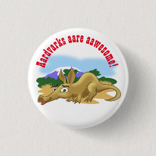 Tecknad Aardvark Knapp