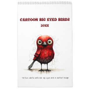 Tecknad Abstrakt Big Eyed Birds Kalender