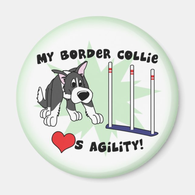 Tecknad Agilitet Gräns Collie Magnet (Framsidan)