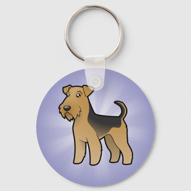 Tecknad Airedale Terrier/Welsh Terrier Nyckelring (Framsida)