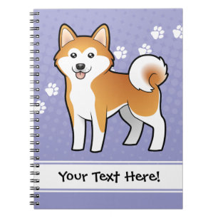 Tecknad Akita Inu/Shiba Inu Anteckningsbok Med Spiral
