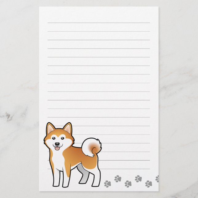 Tecknad Akita Inu/Shiba Inu Brevpapper (Framsida)