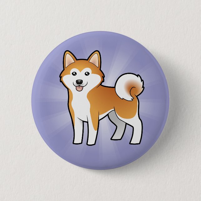 Tecknad Akita Inu/Shiba Inu Knapp (Framsida)