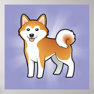 Tecknad Akita Inu/Shiba Inu Poster