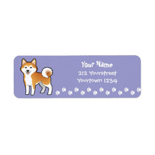 Tecknad Akita Inu/Shiba Inu Returadress Etikett