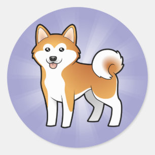 Tecknad Akita Inu/Shiba Inu Runt Klistermärke