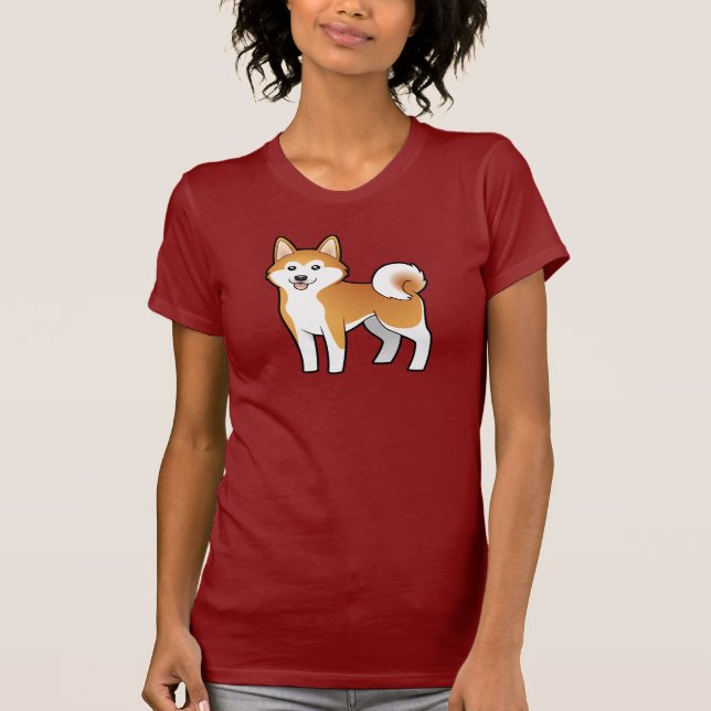 Tecknad Akita Inu/Shiba Inu T Shirt (Framsida)