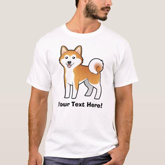 Tecknad Akita Inu/Shiba Inu T Shirt (Framsida)