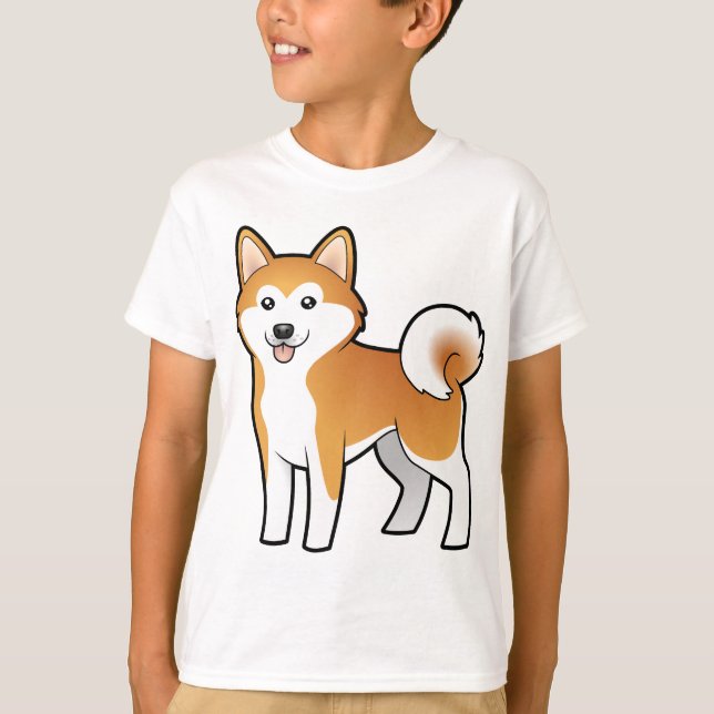 Tecknad Akita Inu/Shiba Inu Tee (Framsida)