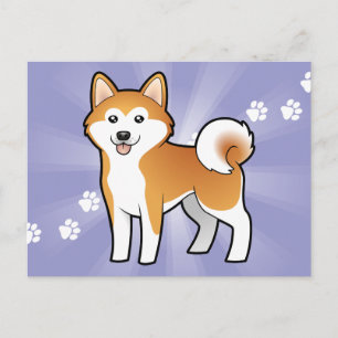 Tecknad Akita Inu/Shiba Inu Vykort