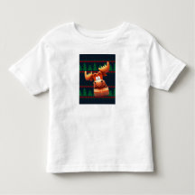 Tecknad älg med julpresent för barn, t-shirt