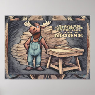 Tecknad Älg, Roligt Talesätt, Färgpenneteckning Poster