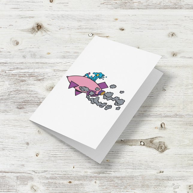 Tecknad Alien Spacesship Card Kort (Skapare uppladdad)