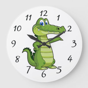 Tecknad Alligator-bakgrund Stor Klocka