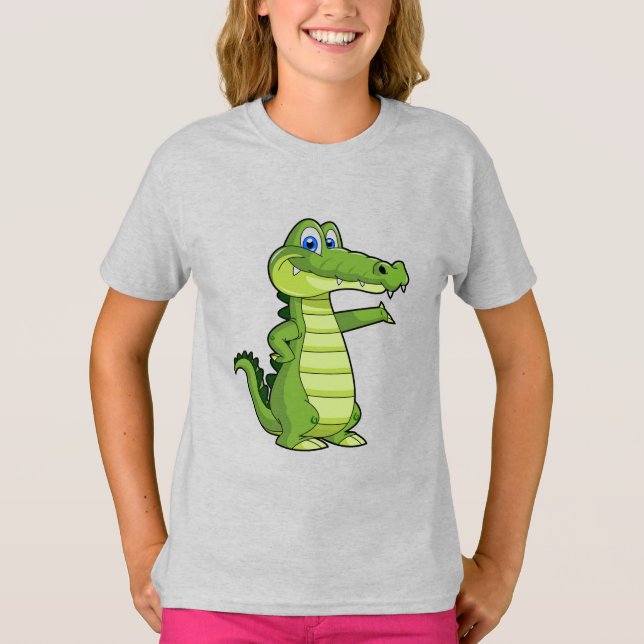 Tecknad Alligator-bakgrund T Shirt (Framsida)