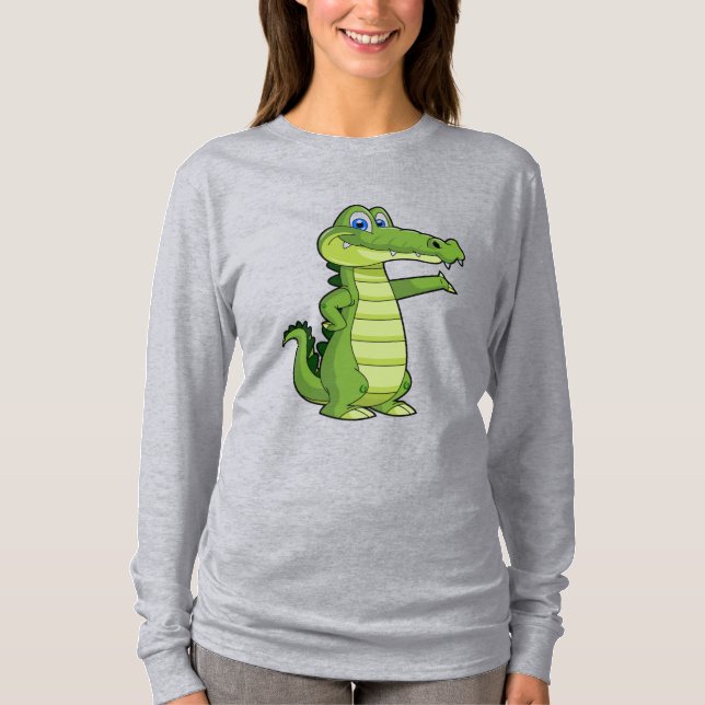 Tecknad Alligator-bakgrund T Shirt (Framsida)