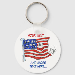Tecknad American Flagga Cute Keychains Nyckelring
