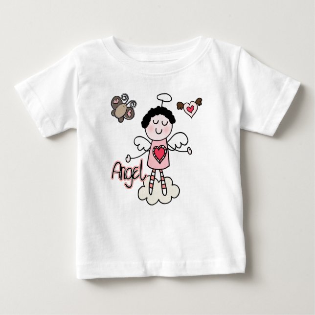 Tecknad ängel flickig baby tutu kroppsoverall t-shirt (Framsida)