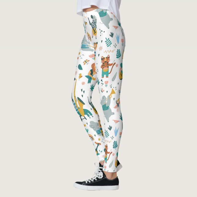 Tecknad Animals band Leggings (Vänster)