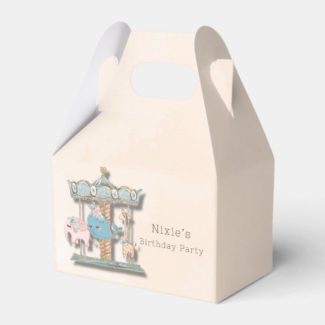 Tecknad Animals Carousel Födelsedagsfest Presentaskar (Framsidan Sidan)