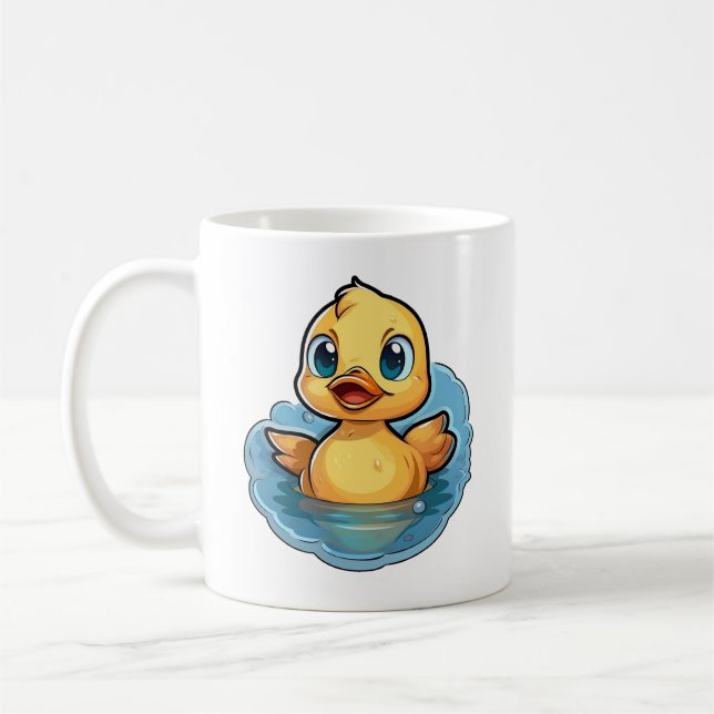 Tecknad anka illustration kaffemugg (Vänster)