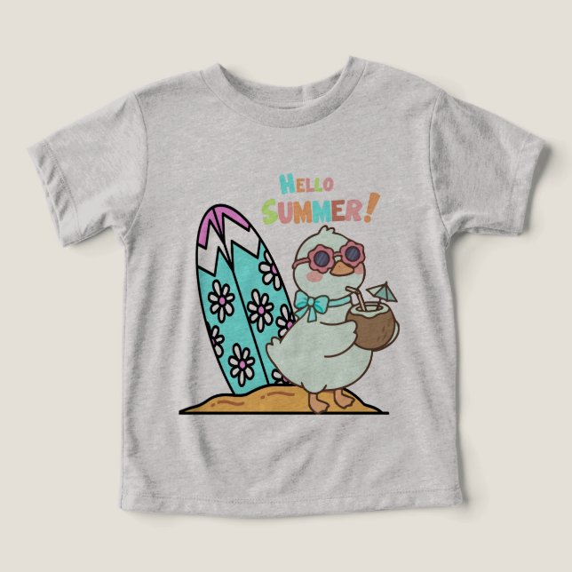 Tecknad ankd Surfbräda T Shirt (Design Framsida)