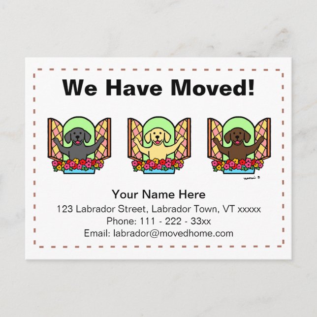Tecknad annons för Labrador-hundar Meddelande Vykort (Framsida)