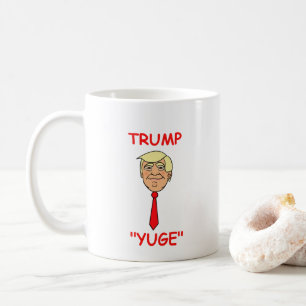 Tecknad Ansikte Trump med Tie - Yuge Kaffemugg