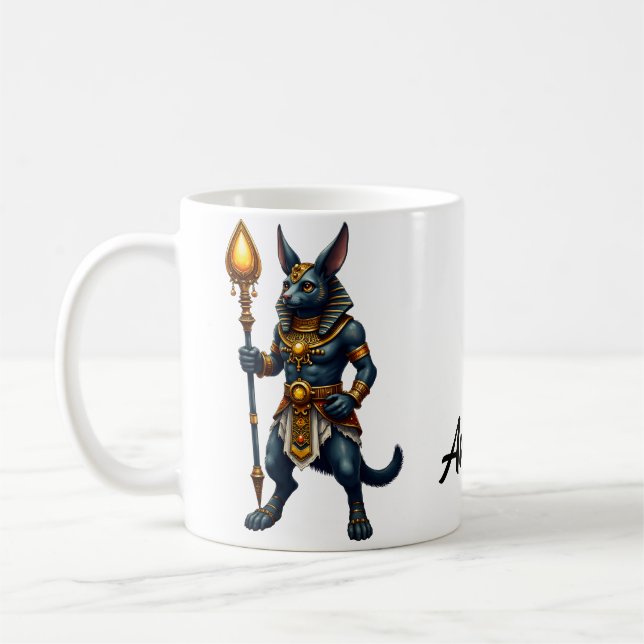 Tecknad Anubis - Egyptisk gud för efterlivet Kaffemugg (Vänster)
