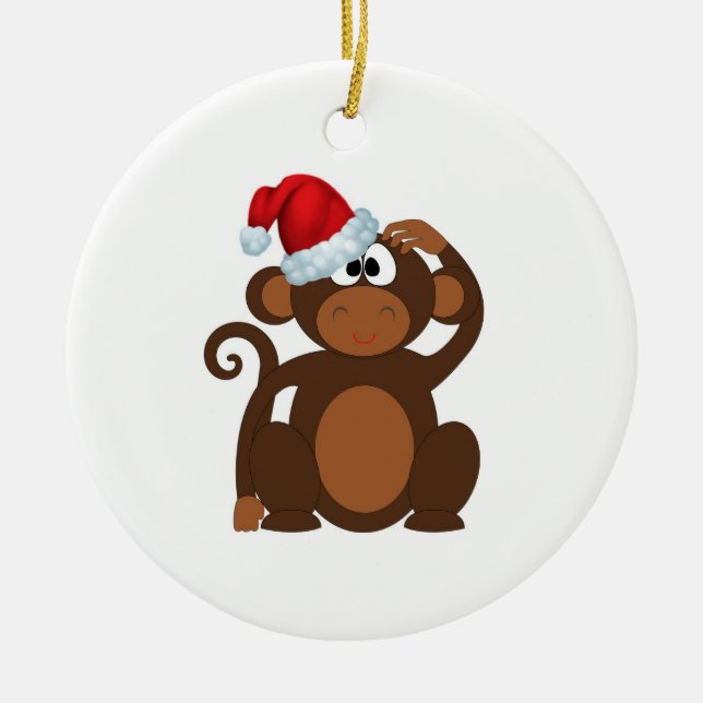Tecknad, apa julgransprydnad keramik (Framsidan)