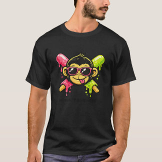 Tecknad apa solglasögon baseboll rolig djur t shirt