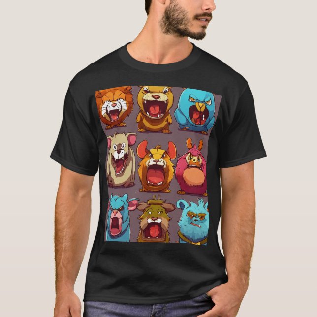 Tecknad: Arg Djur T Shirt (Framsida)