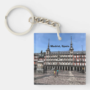 Tecknad Art av en plaza i Madrid, Spanien
