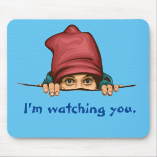 Tecknad Art Graphic Öga Peer Peeking Spy Lurk Man Musmatta