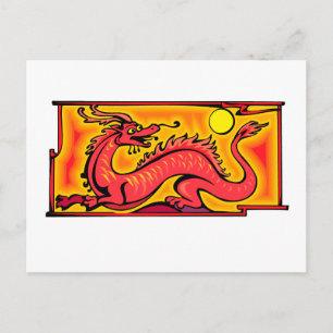 Tecknad Art i Dragon Red Fantasy Fiction Teckning Vykort