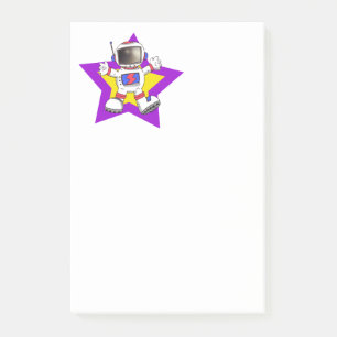 Tecknad astronaut i stjärndesign post-it block