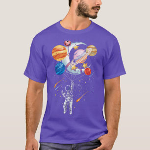 Tecknad Astronaut Space Ballon Planets T-Shirt