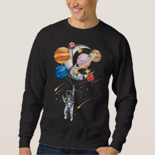 Tecknad Astronaut Space Blegon Planets Lång Ärmad Tröja