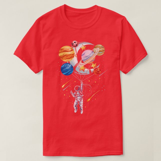 Tecknad Astronaut Space Blegon Planets Premium T-- T Shirt (Design framsida)