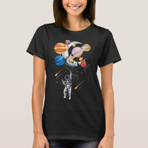 Tecknad Astronaut Space Blegon Planets T Shirt