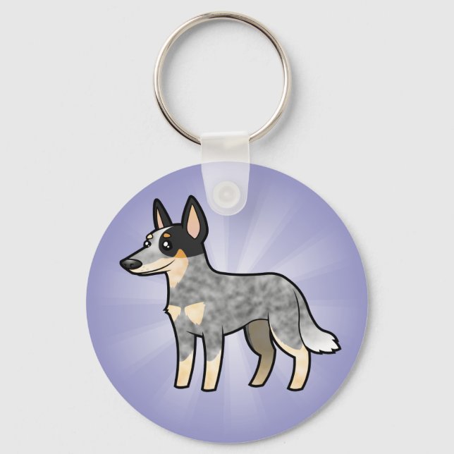 Tecknad Australian Cattle Hund / Kelpie Nyckelring (Framsida)