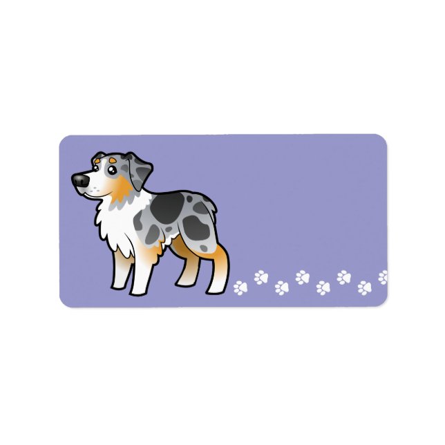 Tecknad Australian shepherd Adressetikett (Framsidan)