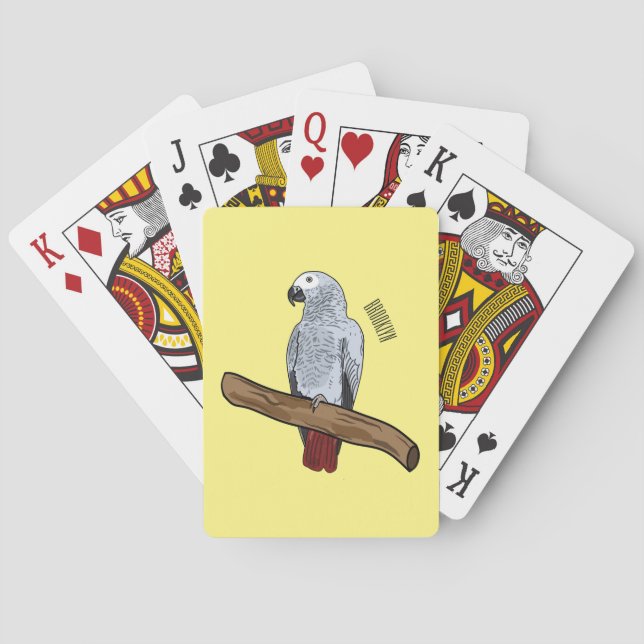 Tecknad av afrikansk grått-papegoja casinokort (Baksidan)