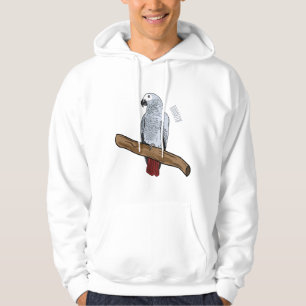 Tecknad av afrikansk grått-papegoja hoodie