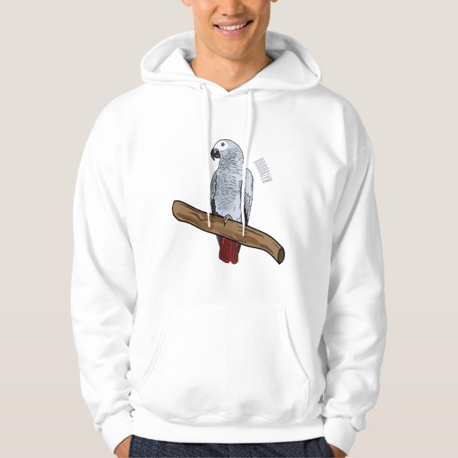 Tecknad av afrikansk grått-papegoja hoodie (Framsida)