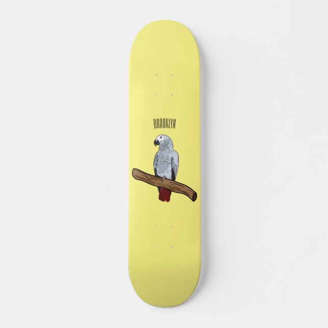 Tecknad av afrikansk grått-papegoja mini skateboard bräda 18,5 cm (Framsida)
