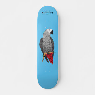 Tecknad av afrikansk grått-papegoja mini skateboard bräda 18,5 cm