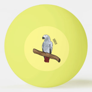 Tecknad av afrikansk grått-papegoja pingisboll